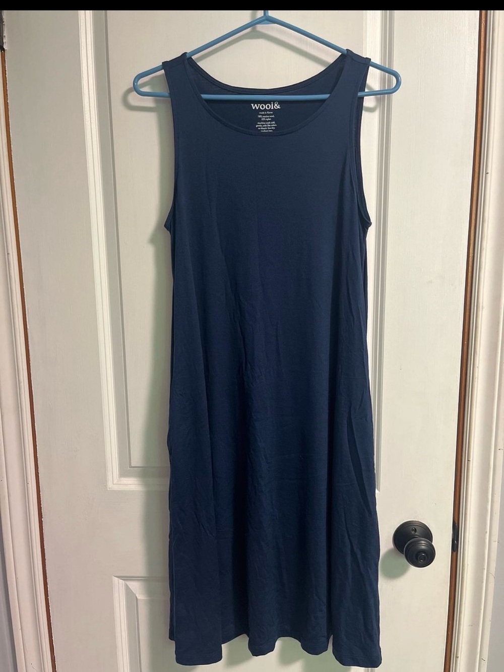 Wool& Sleeveless Dark blue navy dress